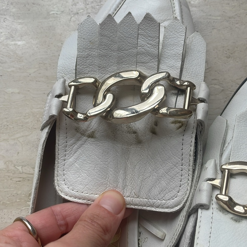 Zara White Fringe Loafers - Picture 6 of 7